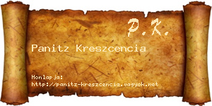 Panitz Kreszcencia névjegykártya